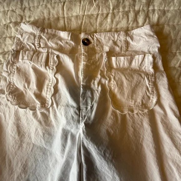 Maeve Scalloped White Trousers - Cropped Petite - Picture 3 of 6